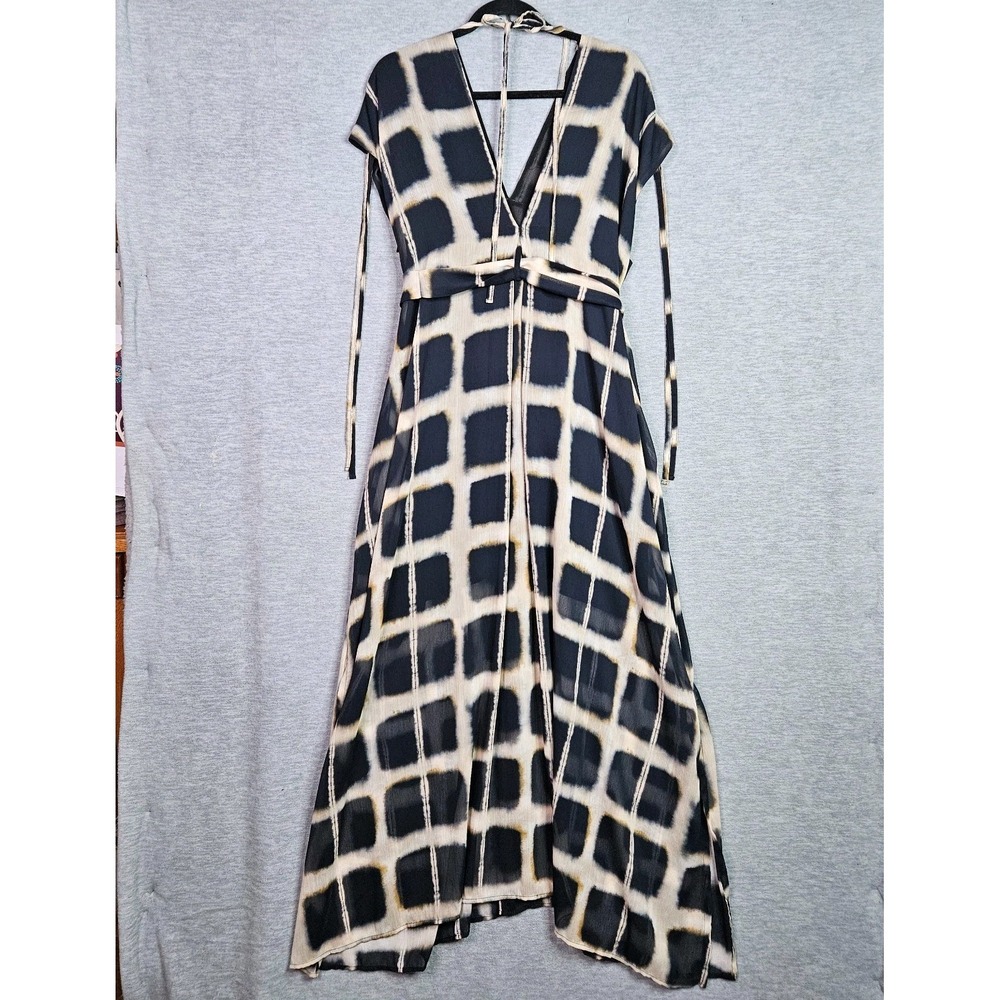 Malia Mills Women's Size M Black White Maxi Dress Wrap Boho Resort